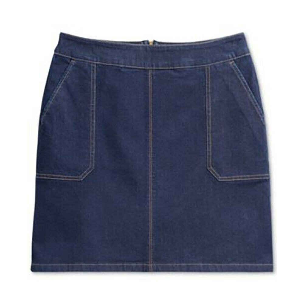 Charter Club NWT Riviera A-Line Denim Skirt Patch Pockets Blue Size 10